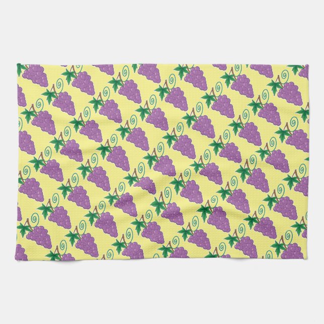Grapes Bunch on Yellow Matching Tea Towel (Horizontal)