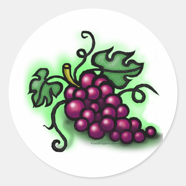 Grapes Classic Round Sticker (Front)