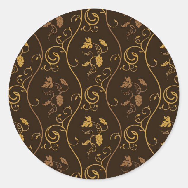 Grapes décor classic round sticker (Front)