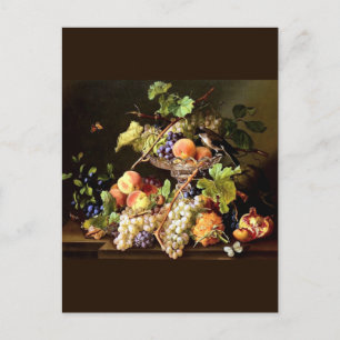 Grapes Fruit Bird Still Life painting Postcard