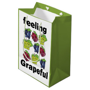Grapes Fruit Feeling Grapeful Funny Pun Medium Gift Bag