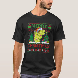 Grapes Fruit Lover Xmas Lighting Santa Ugly Grapes T-Shirt