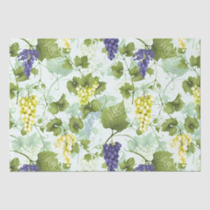 Grapes Hand drawn Summer Fruit Pattern on Mint Tissue Paper