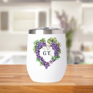 Grapes heart monogram initials