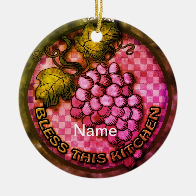 Grapes Kitchen Ceramic Ornament (Front)