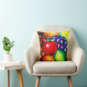 Grapes, Lime, Orange , Apple Fruits. Buy Now Cushion