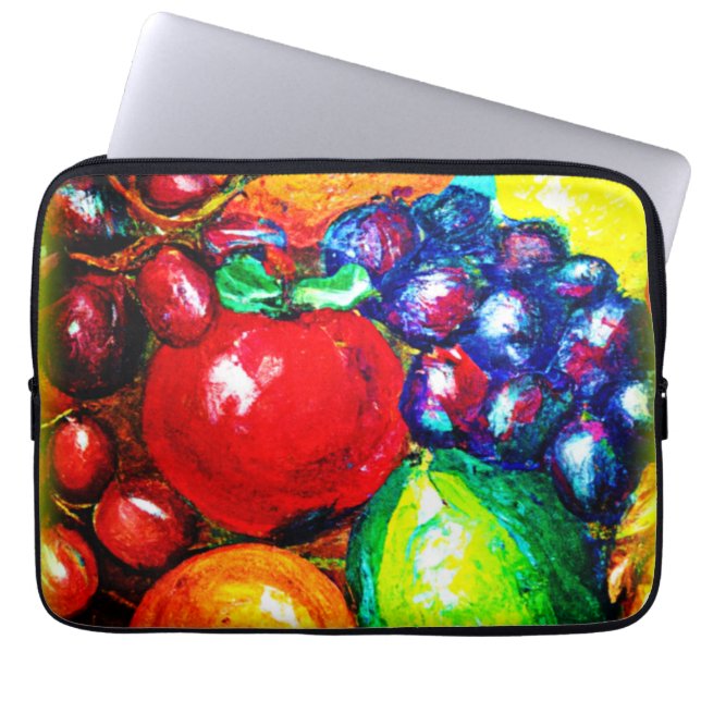 Grapes, Lime, Orange , Apple Fruits. Buy Now Laptop Sleeve (Front)