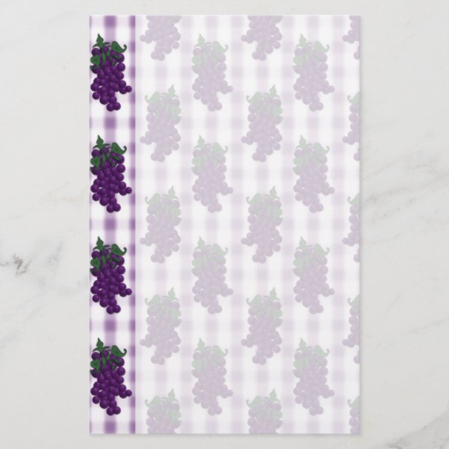 Grapes n Gingham Stationery (Front)
