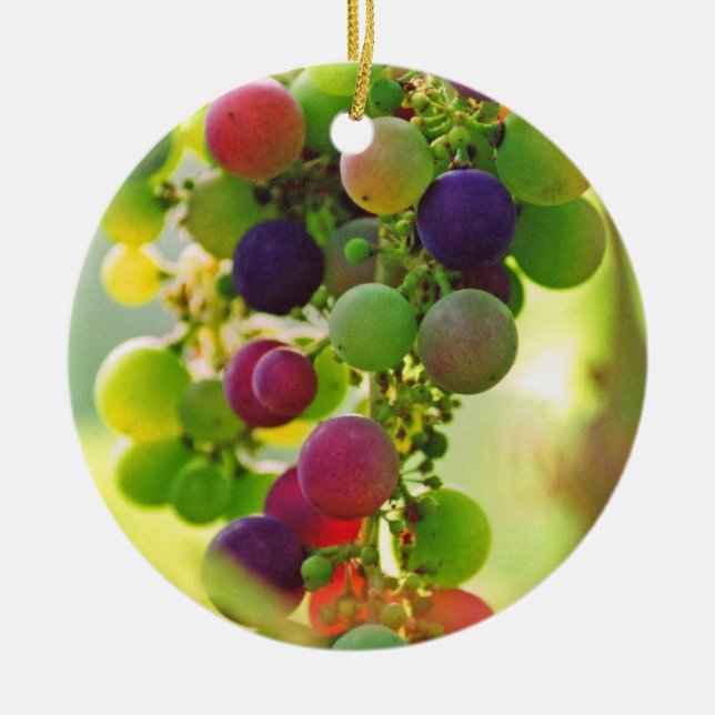 Grapes of Many Colours Ceramic Ornament (Front)