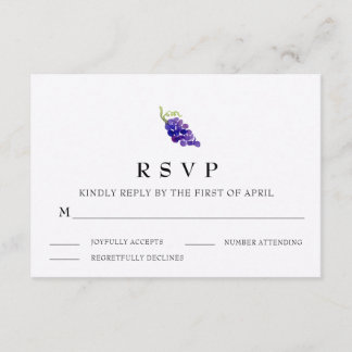 Grapes on the Vine Wine Wedding RSVP Card