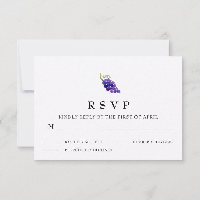 Grapes on the Vine Wine Wedding RSVP Card (Front)