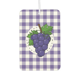 Grapes on White Violet Plaid Car Air Freshener