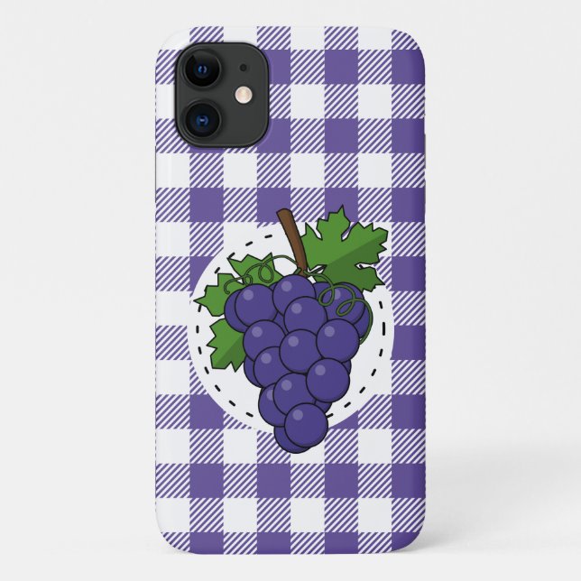Grapes on White Violet Plaid Case-Mate iPhone Case (Back)