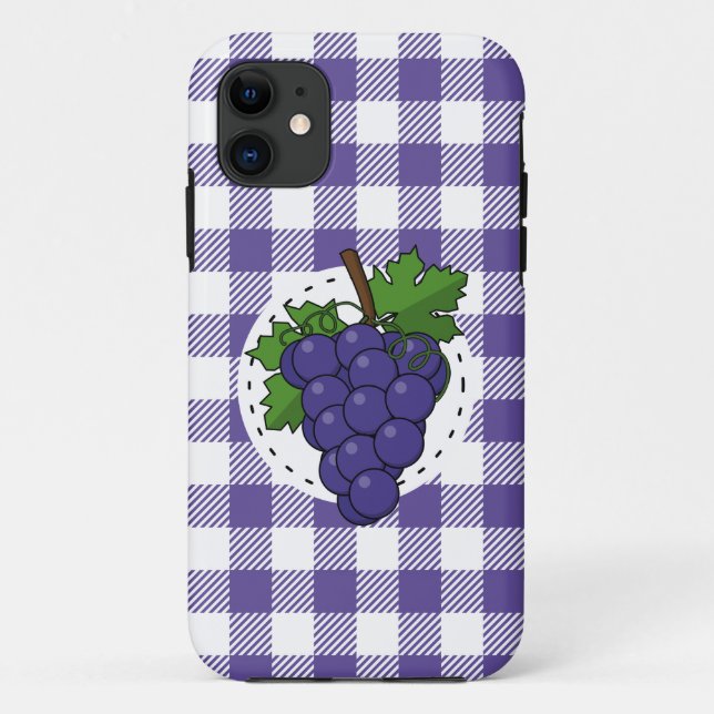 Grapes on White Violet Plaid Case-Mate iPhone Case (Back)