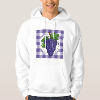 Grapes on White Violet Plaid Hoodie