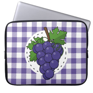 Grapes on White Violet Plaid Laptop Sleeve