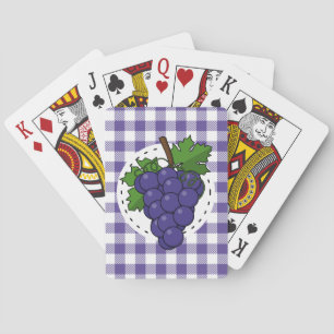 Grapes on White Violet Plaid Playing Cards