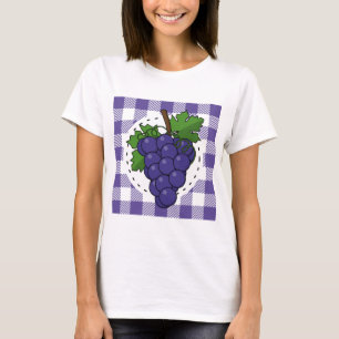 Grapes on White Violet Plaid T-Shirt