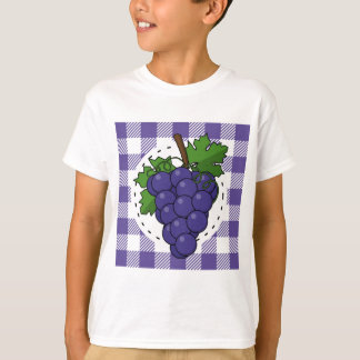 Grapes on White Violet Plaid T-Shirt