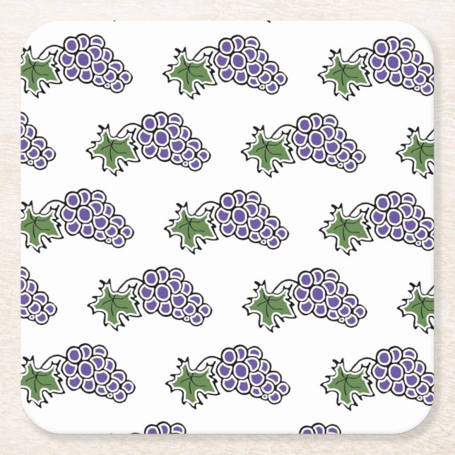 Grapes Square Paper Coaster (Front)