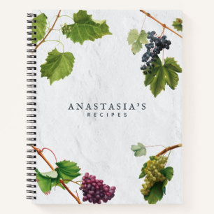 Grapes Vineyard Greek Island Recipe Cookbook Notebook