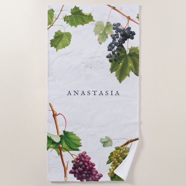 Grapes Vineyard Mediterranean Greek Island Beach Towel (Front)