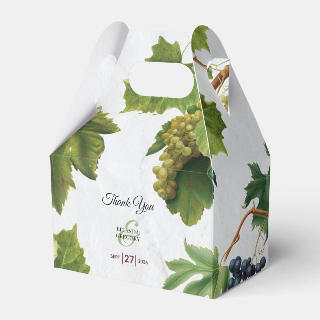 Grapes Vineyard Mediterranean Greek Island Wedding Favour Box (Front Side)