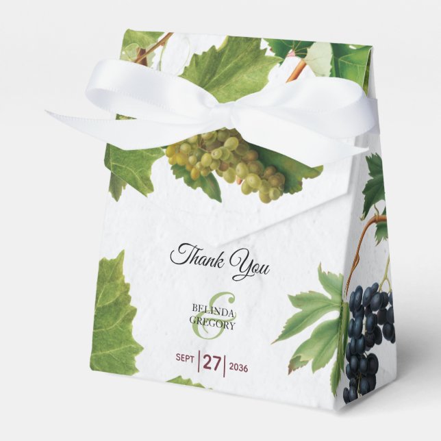 Grapes Vineyard Mediterranean Greek Island Wedding Favour Box (Front Side)