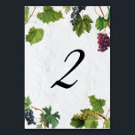 Grapes Vineyard Mediterranean Greek Island Wedding Table Number<br><div class="desc">A beautiful design with rustic vineyard grapes and leaves on a Mediterranean style Greek Island white wash wall. An elegant vintage wedding grapevine table number perfect for Greek Island, Italian and Mediterranean style weddings. Matching wedding invitations and other stationery items are also available. Customise the number and purchase each tables...</div>