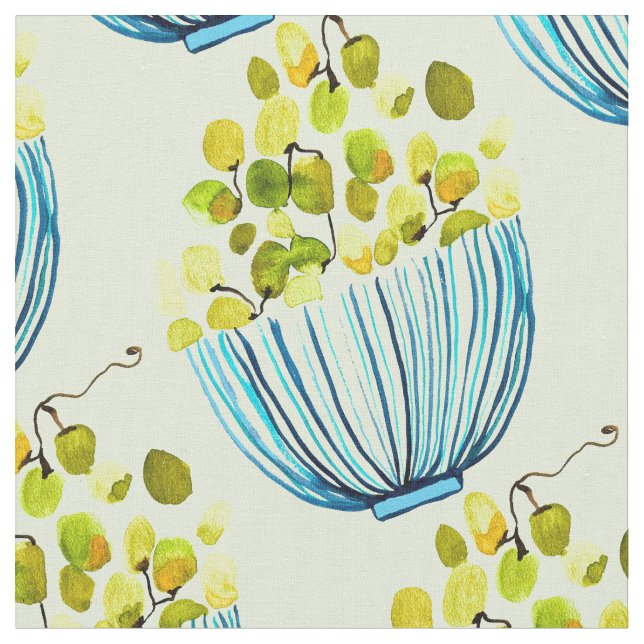 grapes watercolor art fruit fabric (Close Up)