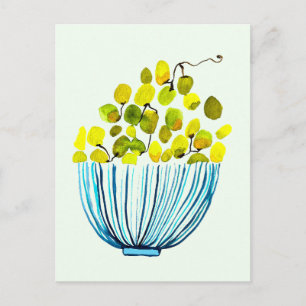 grapes watercolor art fruit postcard