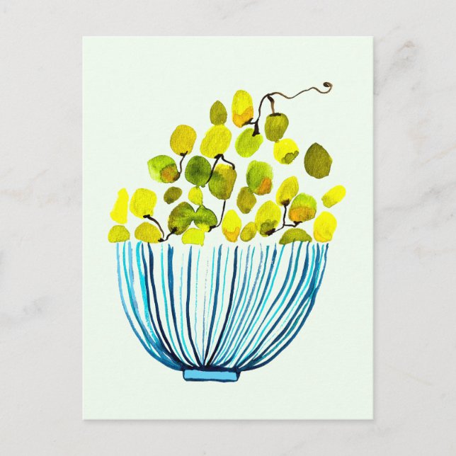 grapes watercolor art fruit postcard (Front)