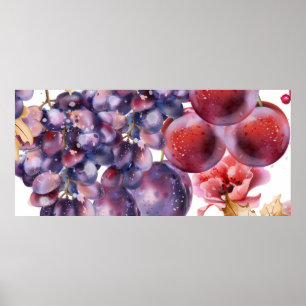 Grapes watercolor card poster