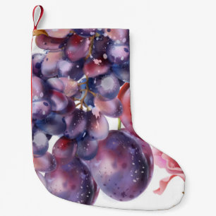 Grapes watercolor card small christmas stocking