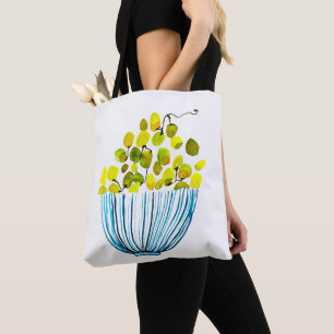 Grapes watercolor cute fruit tote bag