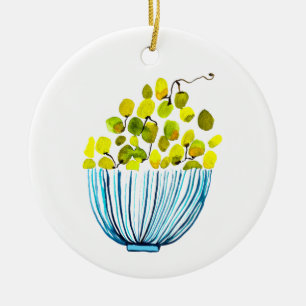 Grapes watercolor fruit illustration ceramic ornament