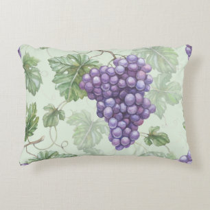Grapes Watercolor, Fruit Seamless Pattern. Decorative Cushion