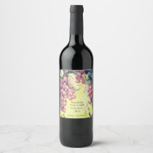 Grapes Wine Bottle Label | Vineyard Style | Custom