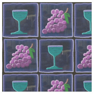 Grapes & Wine Tiled Cotton Fabric