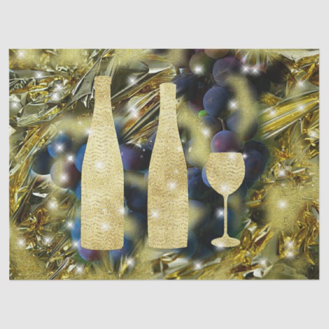 Grapes With Gold Leaf Foil Tissue Paper (Front)