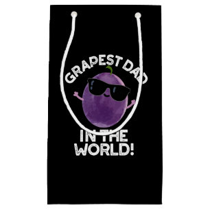 Grapest Dad In The World Funny Fruit Pun Dark BG Small Gift Bag