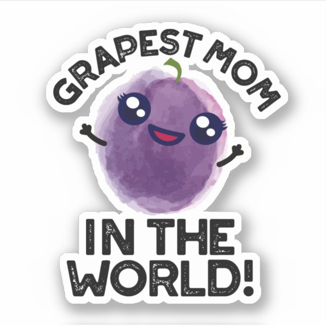 Grapest Mum In The World Funny Fruit Pun Dark BG (Front)