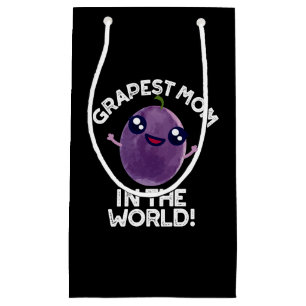 Grapest Mum In The World Funny Fruit Pun Dark BG Small Gift Bag