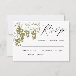 Grapevine Elegant RSVP Vineyard Italy Wedding Card