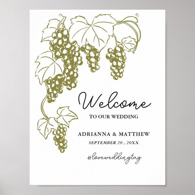 Grapevine Elegant Vineyard | Italy Wedding Sign (Front)