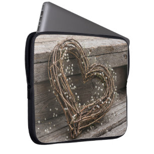 Grapevine Heart Wreath with Baby's Breath Laptop Sleeve