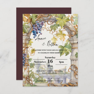 Grapevine Romantic Vineyard Wedding  Invitation Postcard