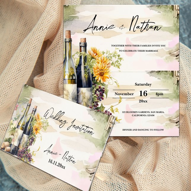Grapevine Vineyard Romantic Wedding  Invitation (Grapevine Vineyard Romantic Wedding Folded  Invitation)