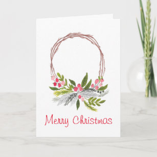 Grapevine Wreath Christmas Card