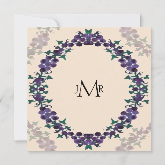 Grapevine Wreath Wedding Anniversary Invitation (Front)